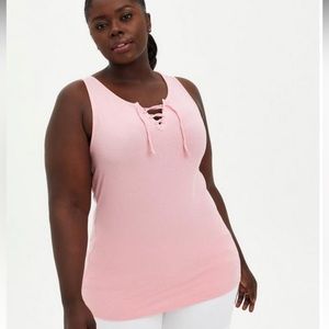 2x Torrid pink tank top (with lace up front)